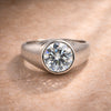 3.35 ct DEW Certified Round White Moissanite Solitaire Ring – Gift Idea 18K Gold Plated