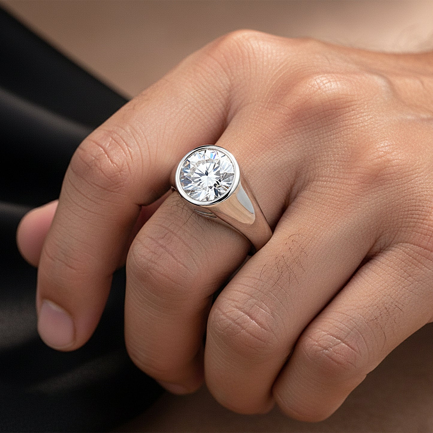 3.35 ct DEW Certified Round White Moissanite Solitaire Ring – Gift Idea 18K Gold Plated