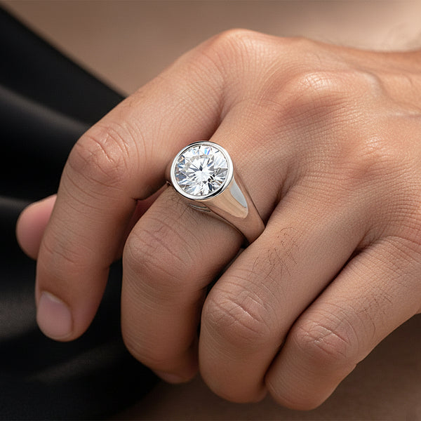 3.35 ct DEW Certified Round White Moissanite Solitaire Ring – Gift Idea 18K Gold Plated