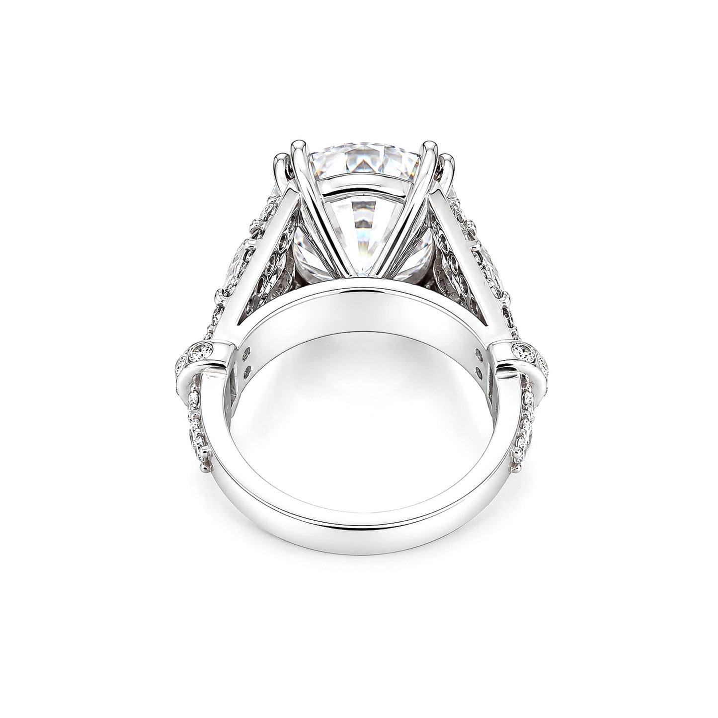 9.25 ct DEW Certified Round Cut White Moissanite Solitaire Ring Gold Vermeil
