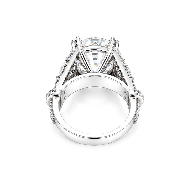 9.25 ct DEW Certified Round Cut White Moissanite Solitaire Ring Gold Vermeil
