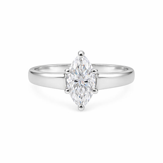 2.20 Ct Marquise Cut Lab Grown Diamond Ring — VS1 Clarity, 18k Gold Vermeil
