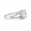 Detail of pavé split-shank band on lab diamond ring in 18k gold vermeil