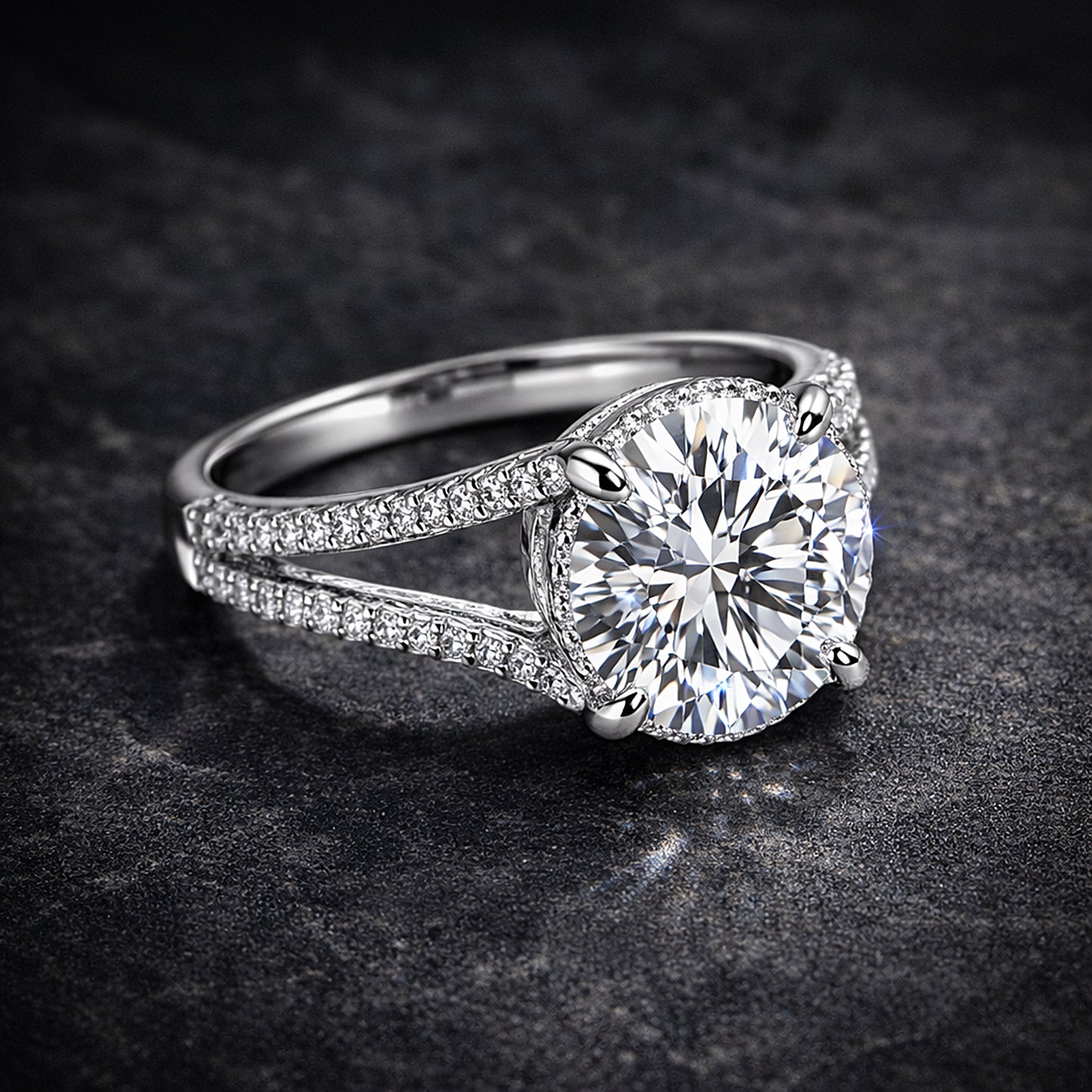 5.32 ct DEW Round Cut White Moissanite Solitaire Ring – Birthday Gift 18K Gold Plated V 18K Gold Plated