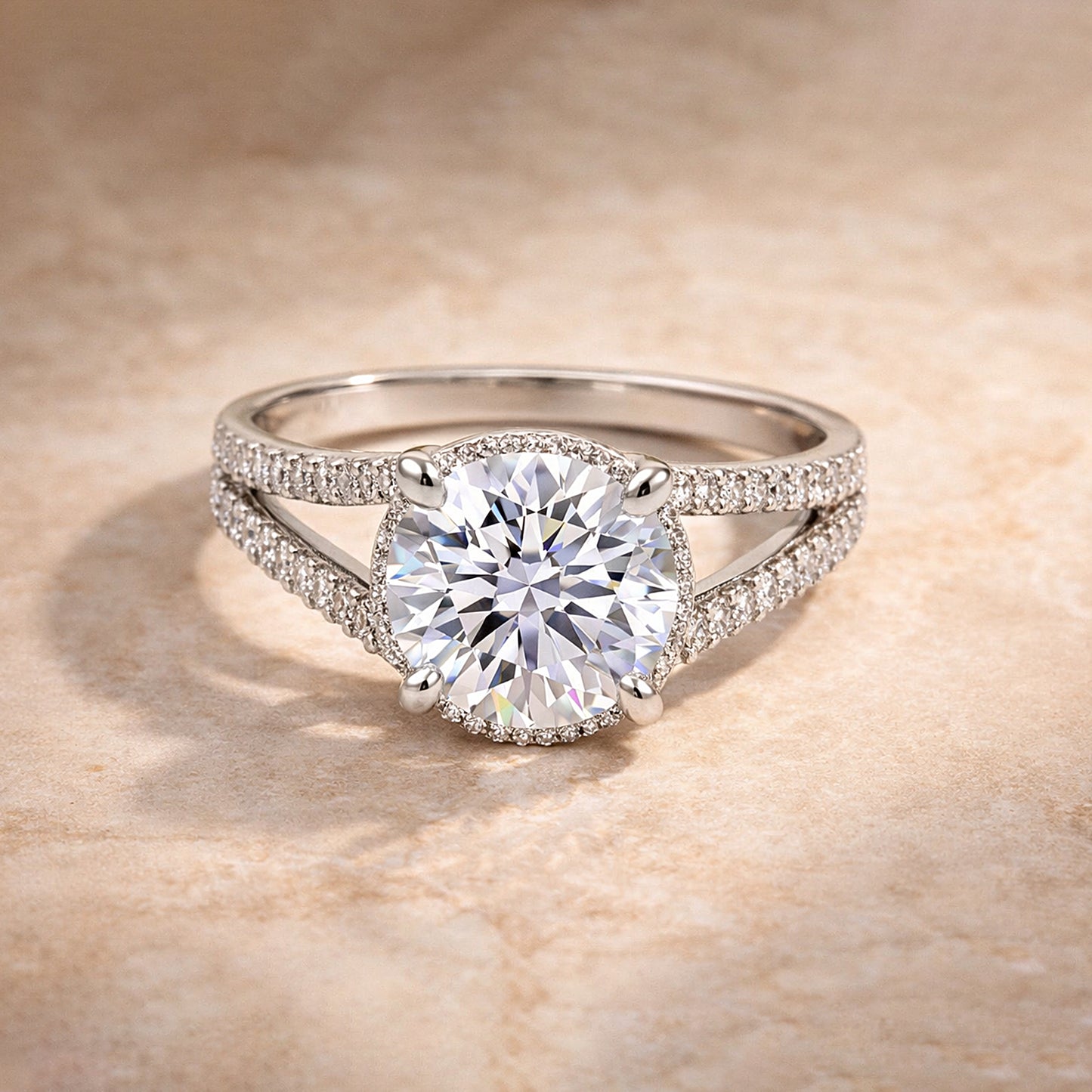 5.32 ct DEW Round Cut White Moissanite Solitaire Ring – Birthday Gift 18K Gold Plated V 18K Gold Plated