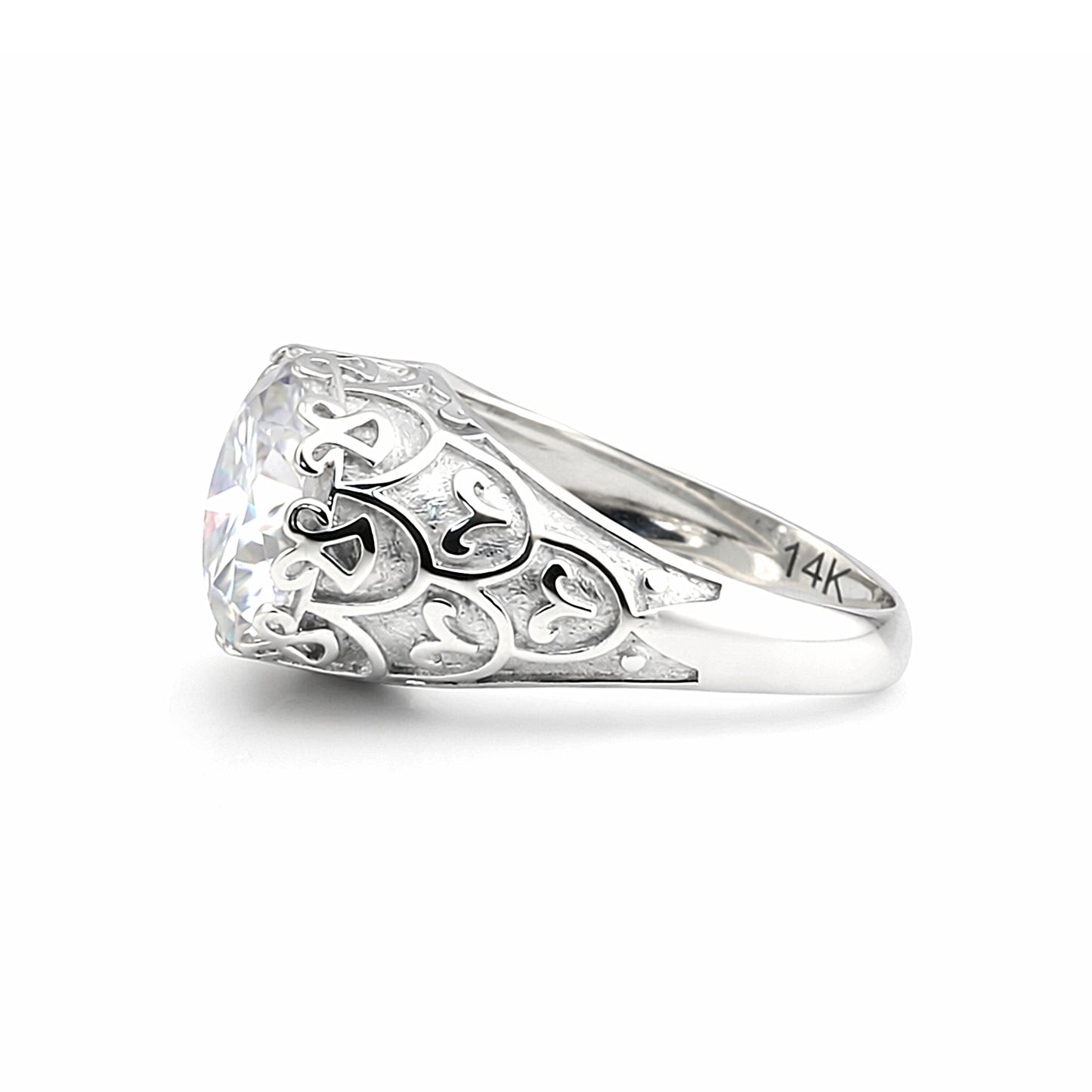 9.85 Ct White Moissanite Round Solitaire Ring - 925 Sterling Silver Gold Vermeil