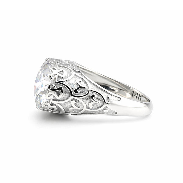 9.85 Ct White Moissanite Round Solitaire Ring - 925 Sterling Silver Gold Vermeil