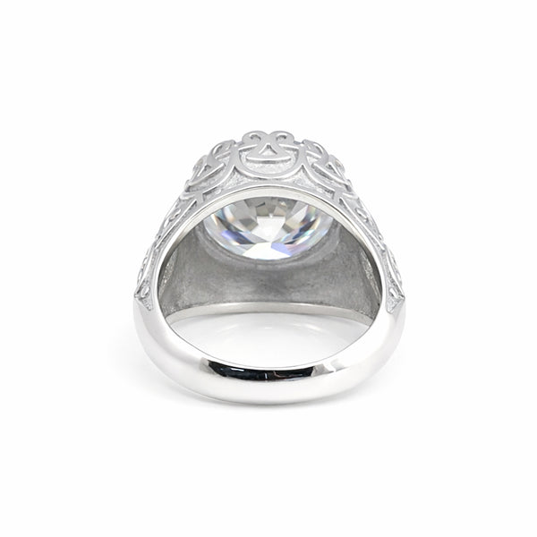 9.85 Ct White Moissanite Round Solitaire Ring - 925 Sterling Silver Gold Vermeil