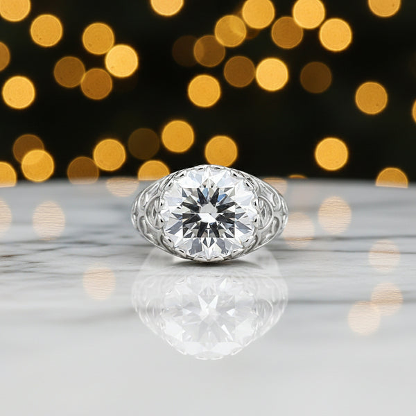 9.85 Ct White Moissanite Round Solitaire Ring - 925 Sterling Silver Gold Vermeil