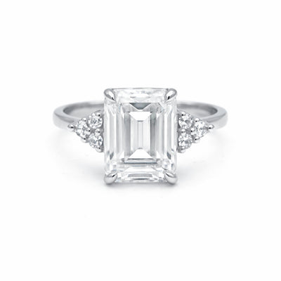 4.48 Ct Emerald Cut White Moissanite Solitaire Ring in – Gift Idea 18K Gold Plated 18K Gold Plated