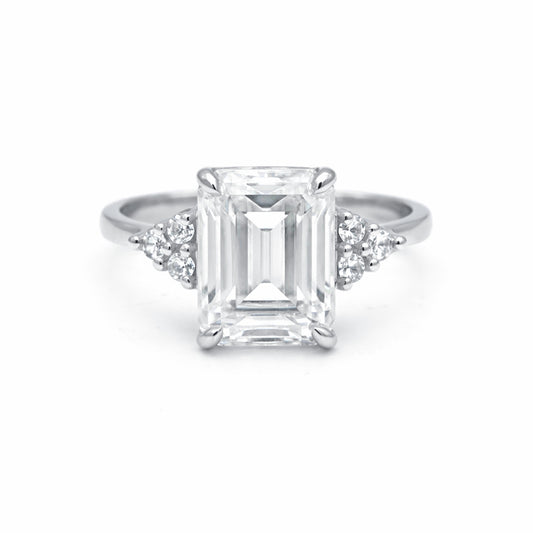 4.48 Ct Emerald Cut White Moissanite Solitaire Ring in – Gift Idea 18K Gold Plated 18K Gold Plated