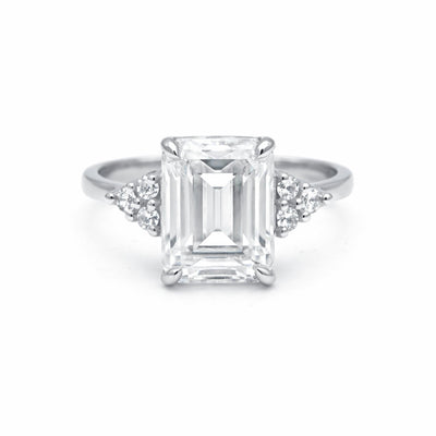 4.02 Ct Emerald Cut Lab Grown Diamond Ring — VS1 Clarity, 18k Gold Vermeil