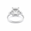 Detail of VS1 clarity emerald cut lab-grown diamond with stepped pavilion