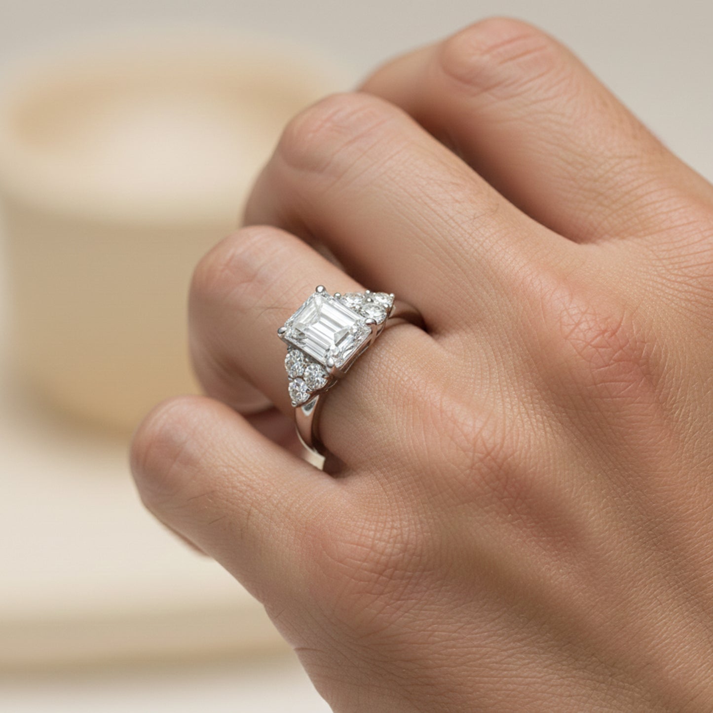 4.48 Ct Emerald Cut White Moissanite Solitaire Ring in – Gift Idea 18K Gold Plated 18K Gold Plated