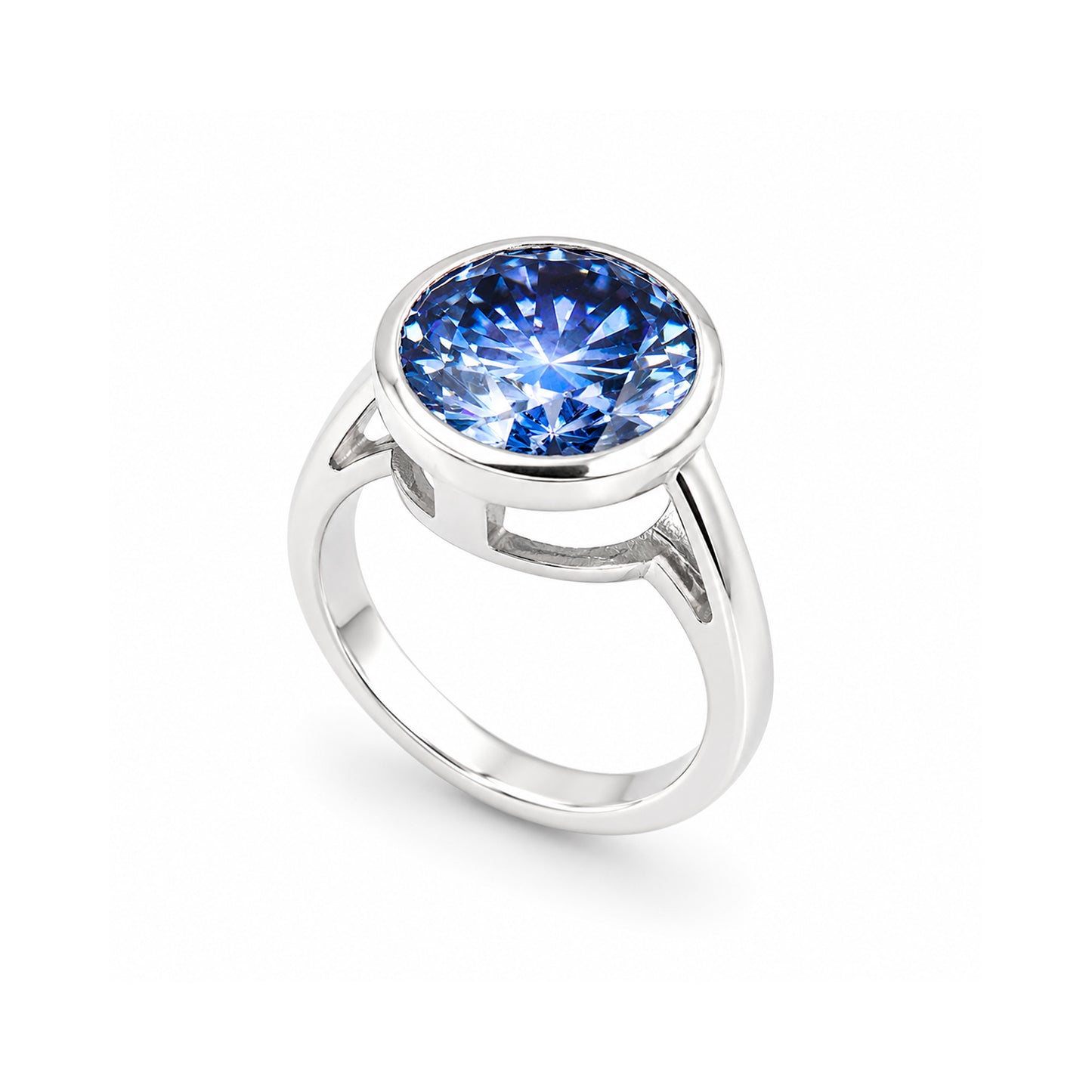 7.50 Ct Certified Blue Moissanite Solitaire Ring in – Gift for Sister 18K Gold Plat 18K Gold Plated