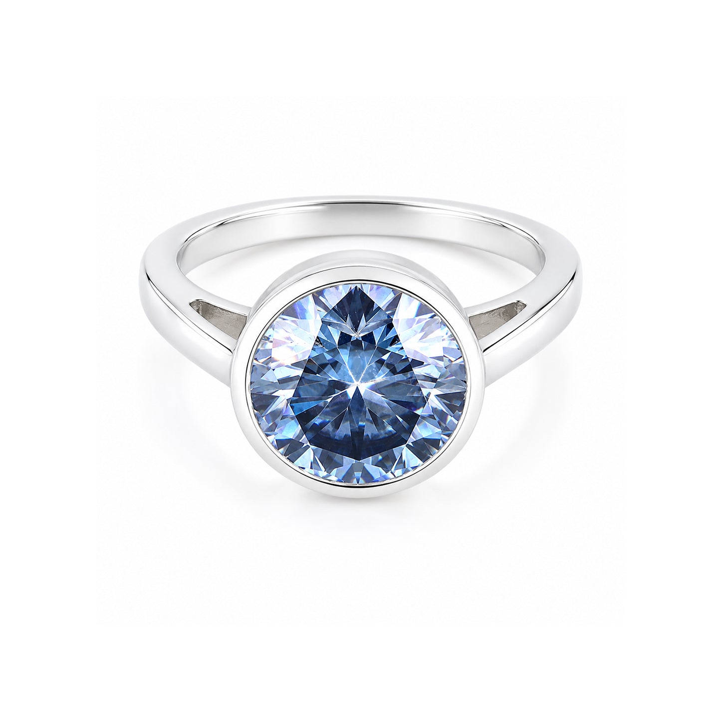 7.50 Ct Certified Blue Moissanite Solitaire Ring in – Gift for Sister 18K Gold Plat 18K Gold Plated