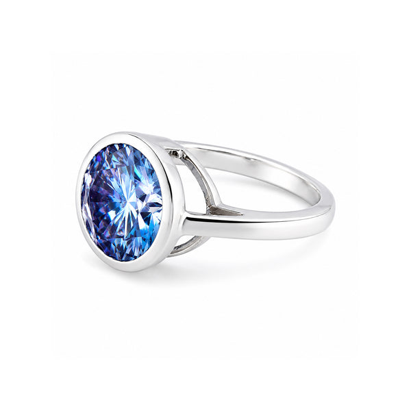 7.50 Ct Certified Blue Moissanite Solitaire Ring in – Gift for Sister 18K Gold Plat 18K Gold Plated