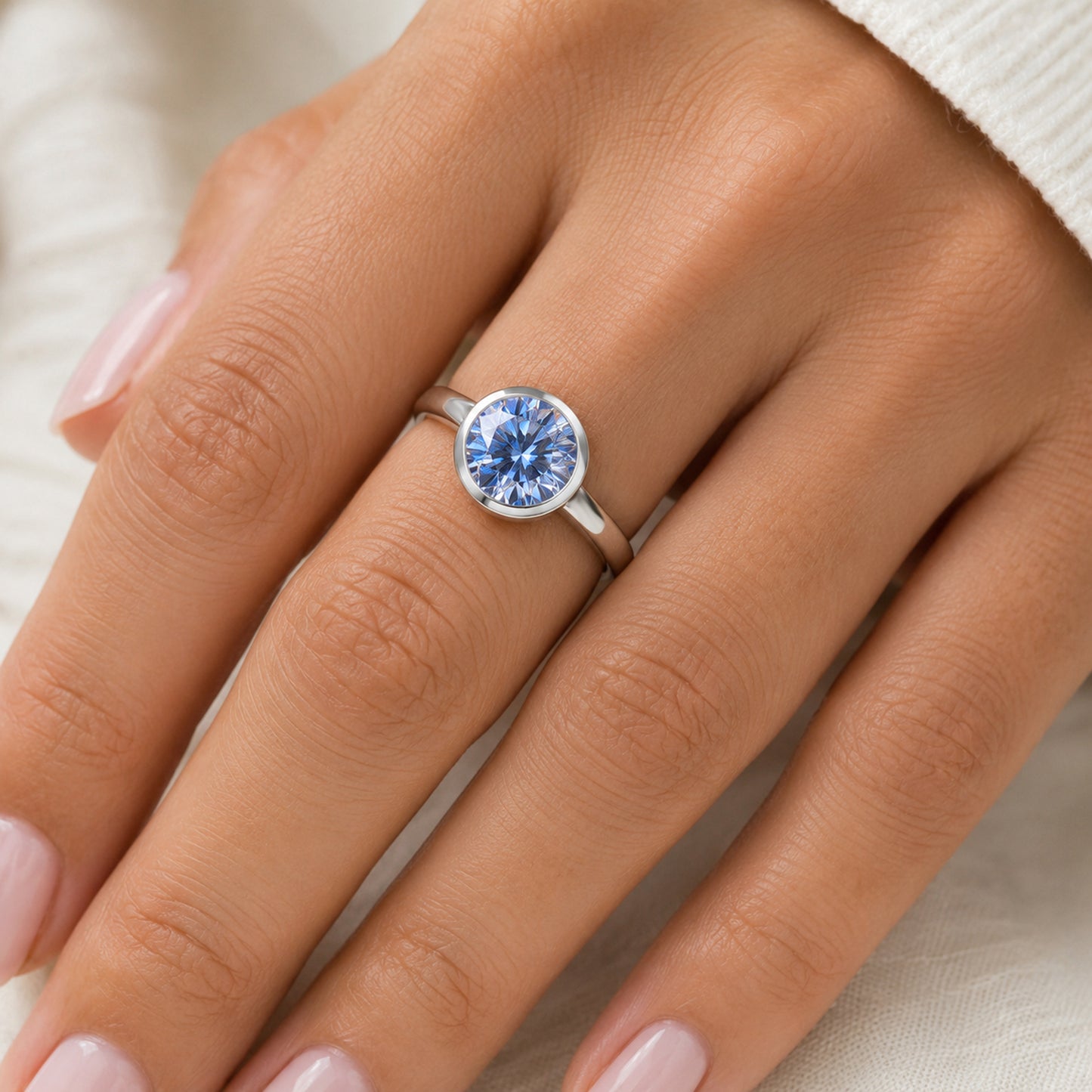7.50 Ct Certified Blue Moissanite Solitaire Ring in – Gift for Sister 18K Gold Plat 18K Gold Plated