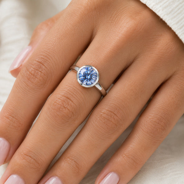 7.50 Ct Certified Blue Moissanite Solitaire Ring in – Gift for Sister 18K Gold Plat 18K Gold Plated