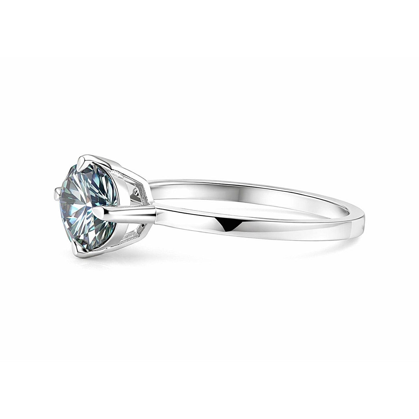 Fancy blue lab diamond ring worn on hand, statement engagement styling