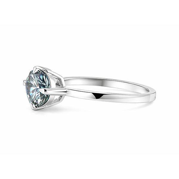 Fancy blue lab diamond ring worn on hand, statement engagement styling