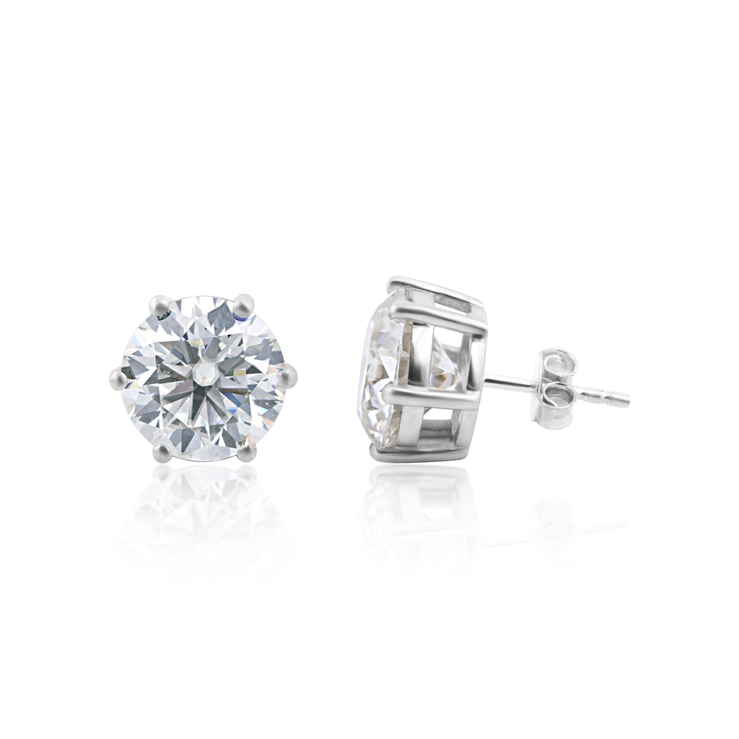 10.00ct DEW White Moissanite Round Solitaire Stud Earrings