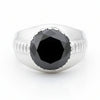 5.2 ct DEW Black Moissanite Round Solitaire Ring - 18K Gold Vermeil on 925 Sterling Silver
