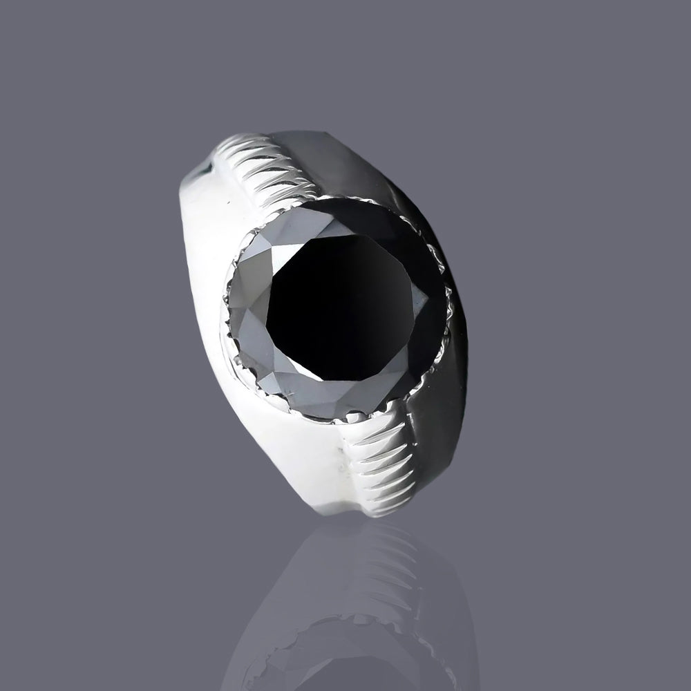5.2 ct DEW Black Moissanite Round Solitaire Ring - 18K Gold Vermeil on 925 Sterling Silver