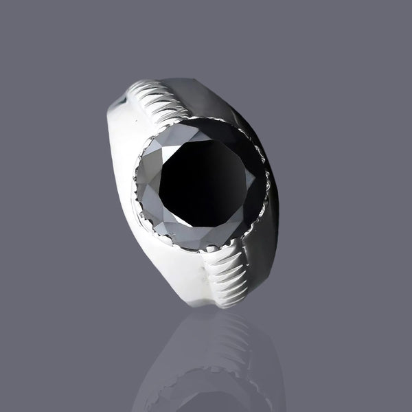 5.2 ct DEW Black Moissanite Round Solitaire Ring - 18K Gold Vermeil on 925 Sterling Silver