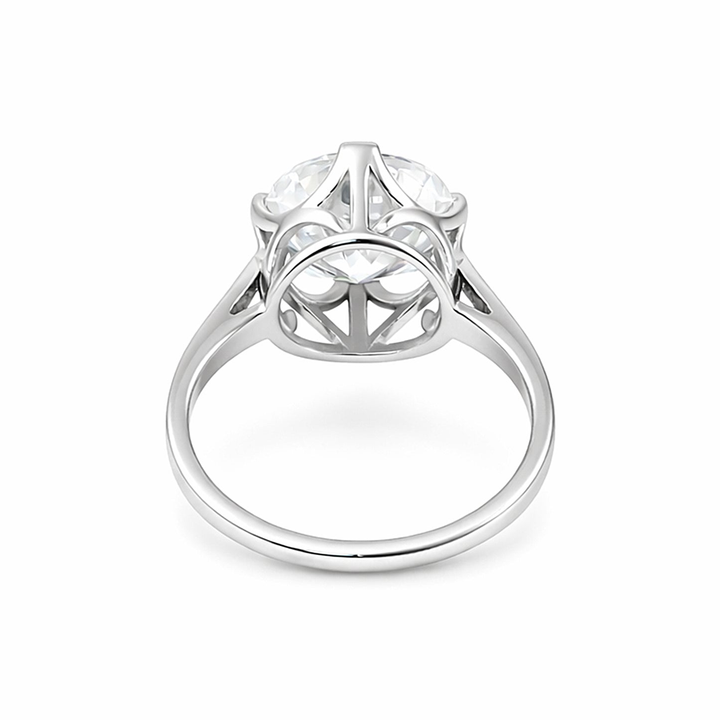 6.7 ct DEW White Moissanite Round Solitaire Ring - 18K Gold Vermeil on 925 Sterling Silver