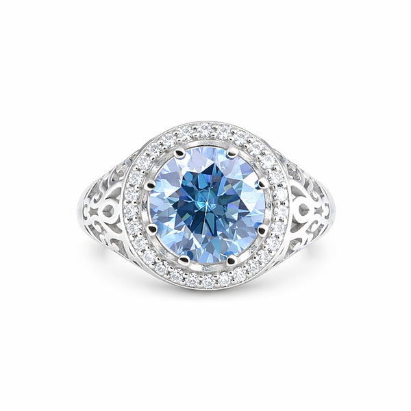 6.00 Ct Certified Blue Moissanite Ring – Wedding Gift in 18K Gold Plated