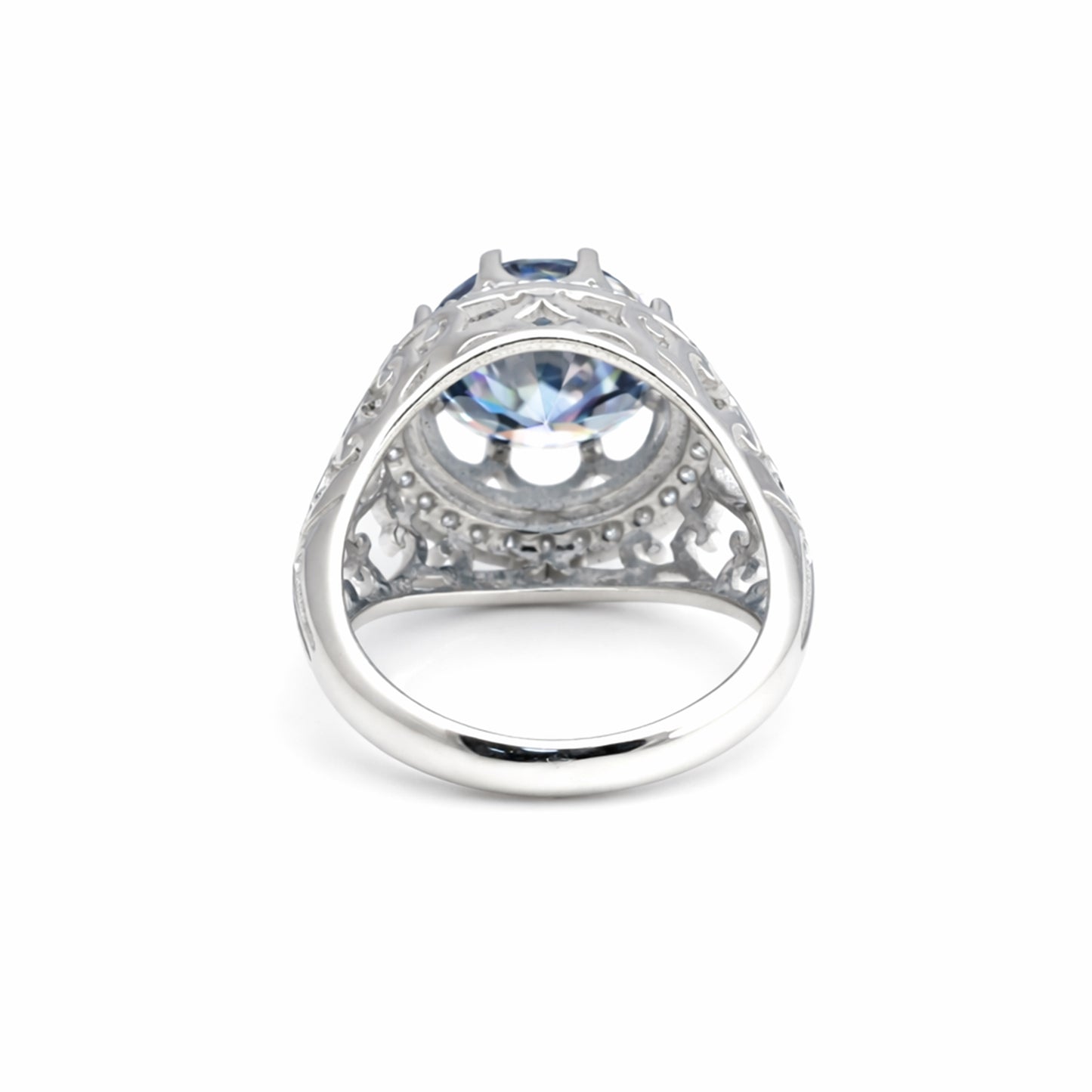 6.00 Ct Certified Blue Moissanite Ring – Wedding Gift in 18K Gold Plated