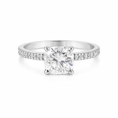 3.20 Ct Cushion Cut Lab Grown Diamond Ring — VS1 Clarity, 18k Gold Vermeil
