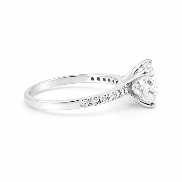 2.60 ct DEW Certified Cushion Cut White Moissanite Ring For Wedding 18K Gold Plated Ver 18K Gold Plated