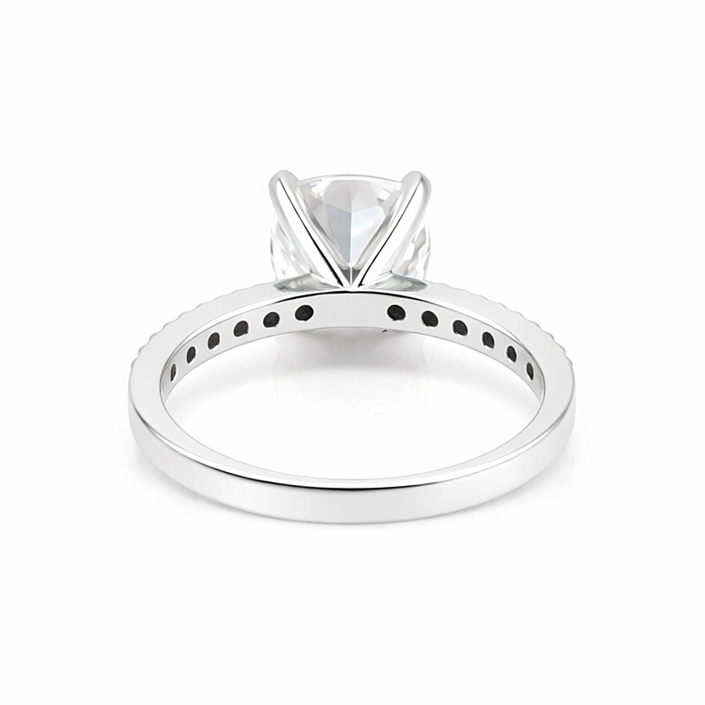 Close-up of cushion cut lab-grown diamond, VS1 clarity, table and crown view