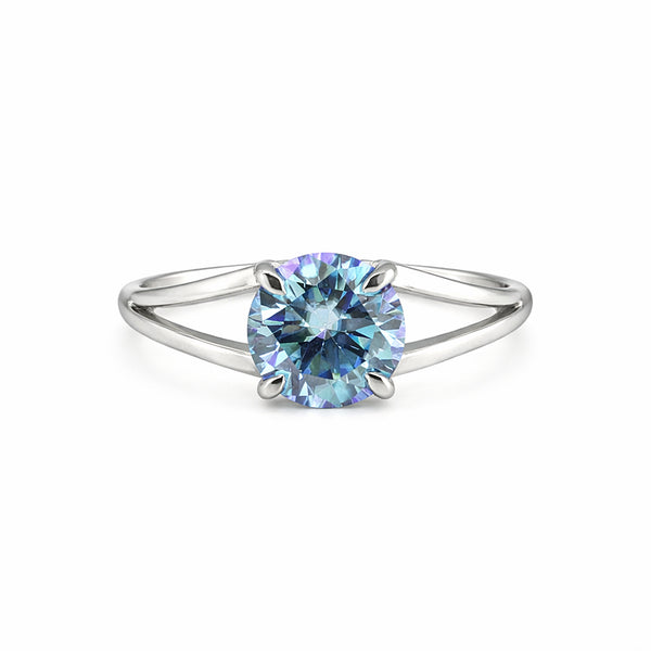 Certified 5.15 Ct Round Blue Moissanite Ring in for Wedding 18K Gold Plated