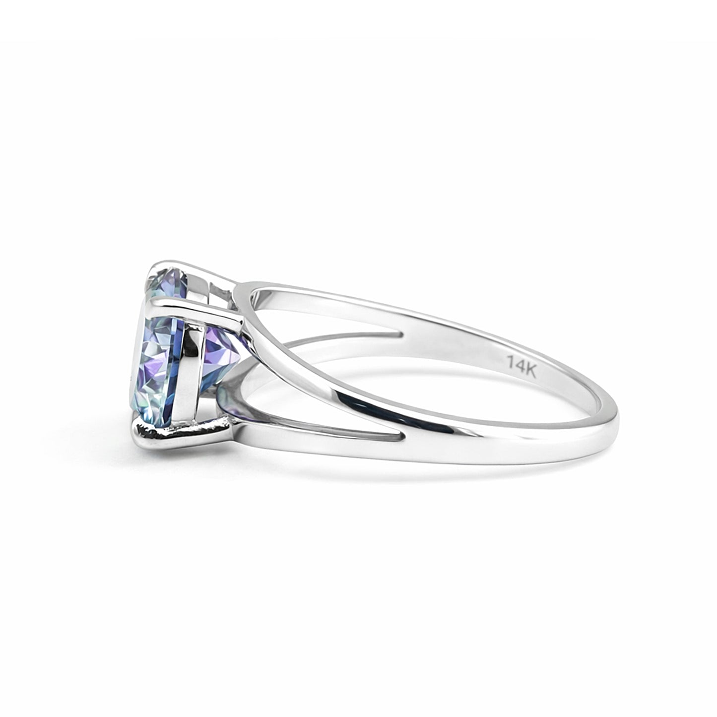 Certified 5.15 Ct Round Blue Moissanite Ring in for Wedding 18K Gold Plated