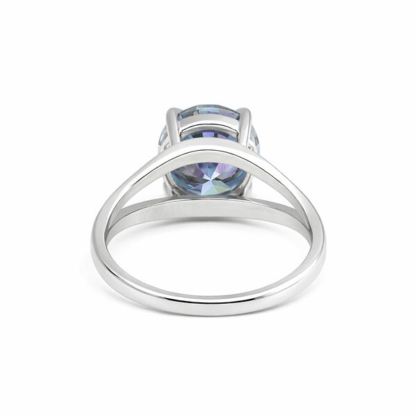 Certified 5.15 Ct Round Blue Moissanite Ring in for Wedding 18K Gold Plated