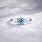 Certified 5.15 Ct Round Blue Moissanite Ring in for Wedding 18K Gold Plated