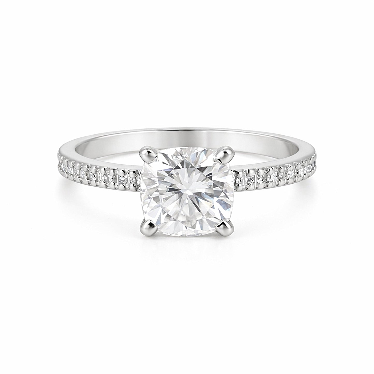 3.30 carat cushion cut lab-grown diamond ring in 18k gold vermeil