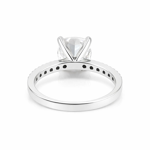 2.50 ct DEW Certified Cushion Cut White Moissanite Solitaire Ring 18K Gold Plated Verme 18K Gold Plated