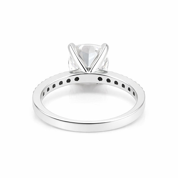 Close-up of cushion lab-grown diamond, VS1 clarity, full crown and table