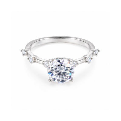 Certified 2ct Round Cut White Moissanite In Gold Vermeil Jewelry Ring