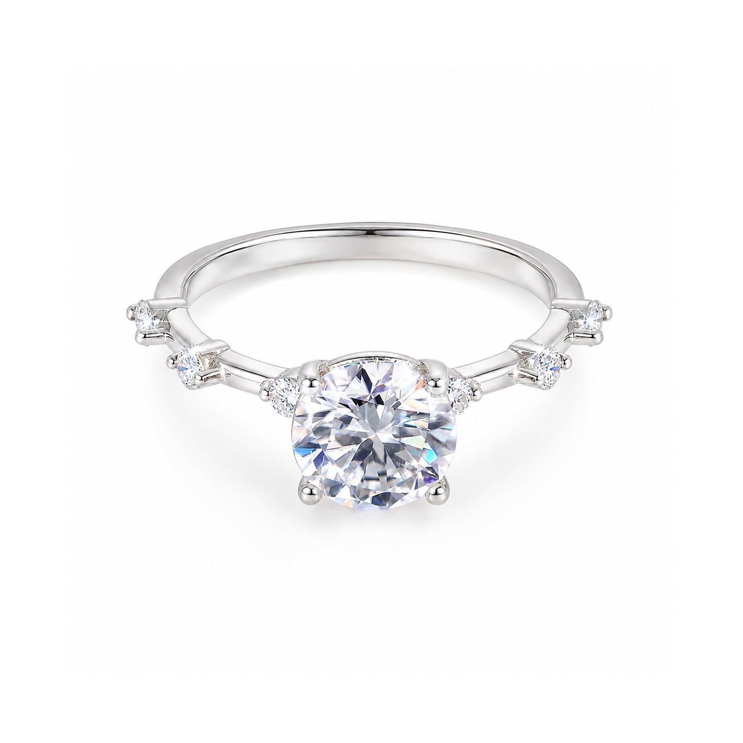Certified 2ct VVS1 Round GH Moissanite Ring in Jewelry 18K Gold Plated
