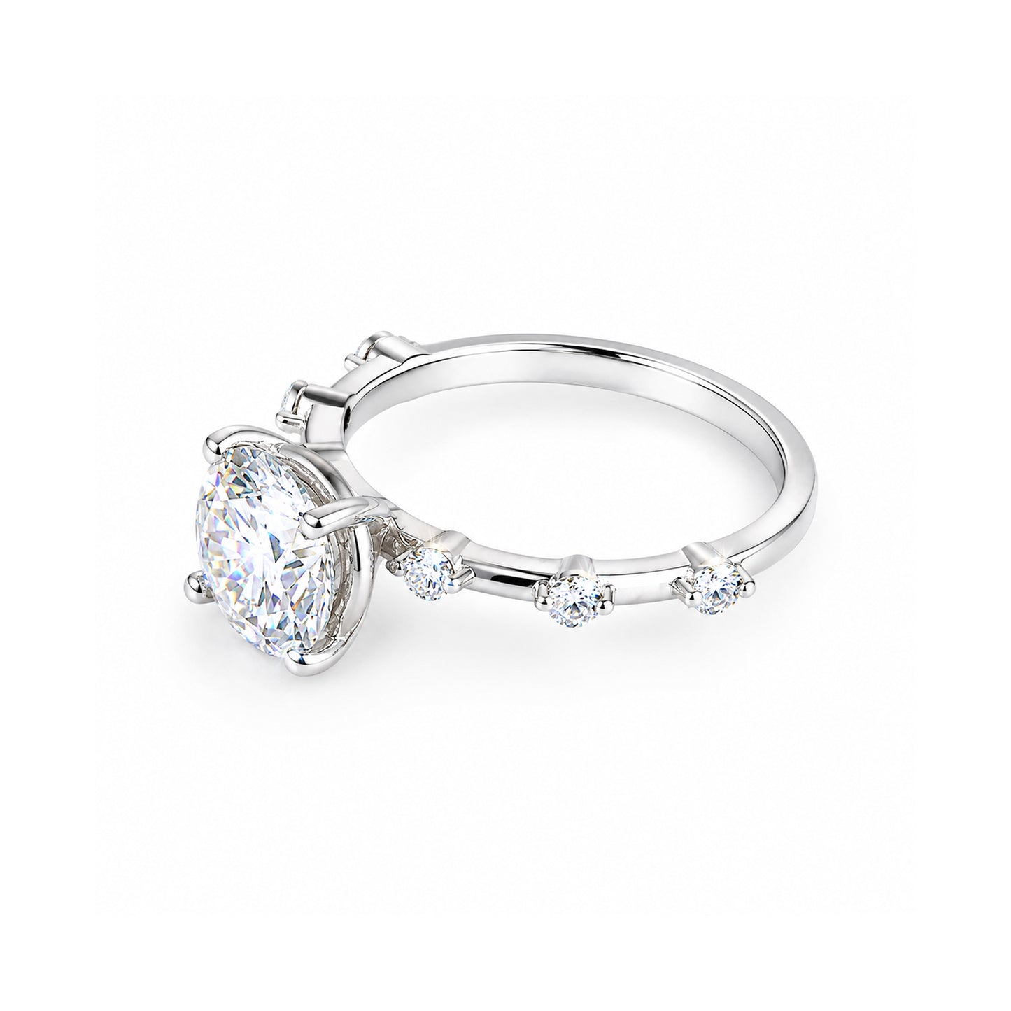 Certified 2ct Round Cut White Moissanite In Gold Vermeil Jewelry Ring