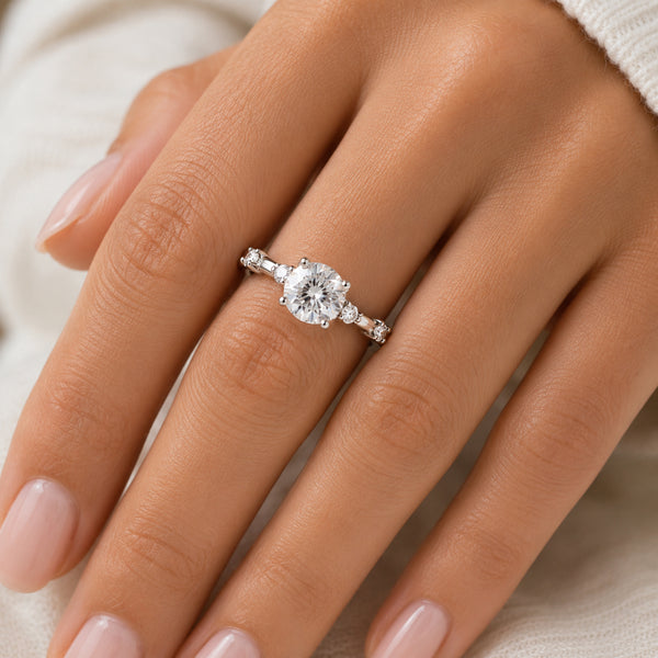Certified 2ct VVS1 Round GH Moissanite Ring in Jewelry 18K Gold Plated