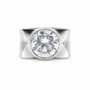 Side profile of 4.5 carat diamond solitaire with gold vermeil cathedral mount