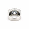 Close-up of round brilliant lab diamond, VS1 clarity grade, full table