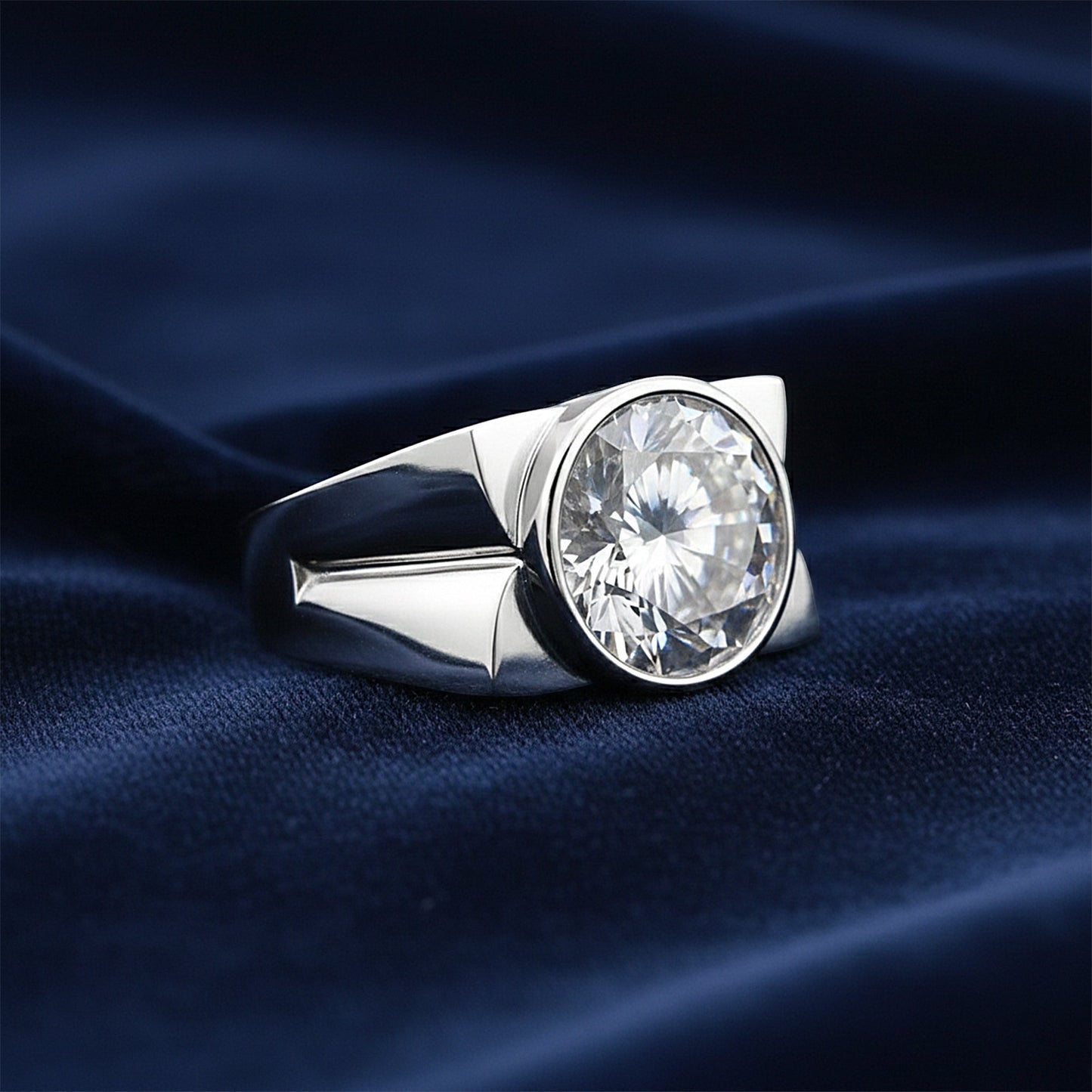 Top view of 4.5ct round brilliant lab diamond showing exceptional brilliance