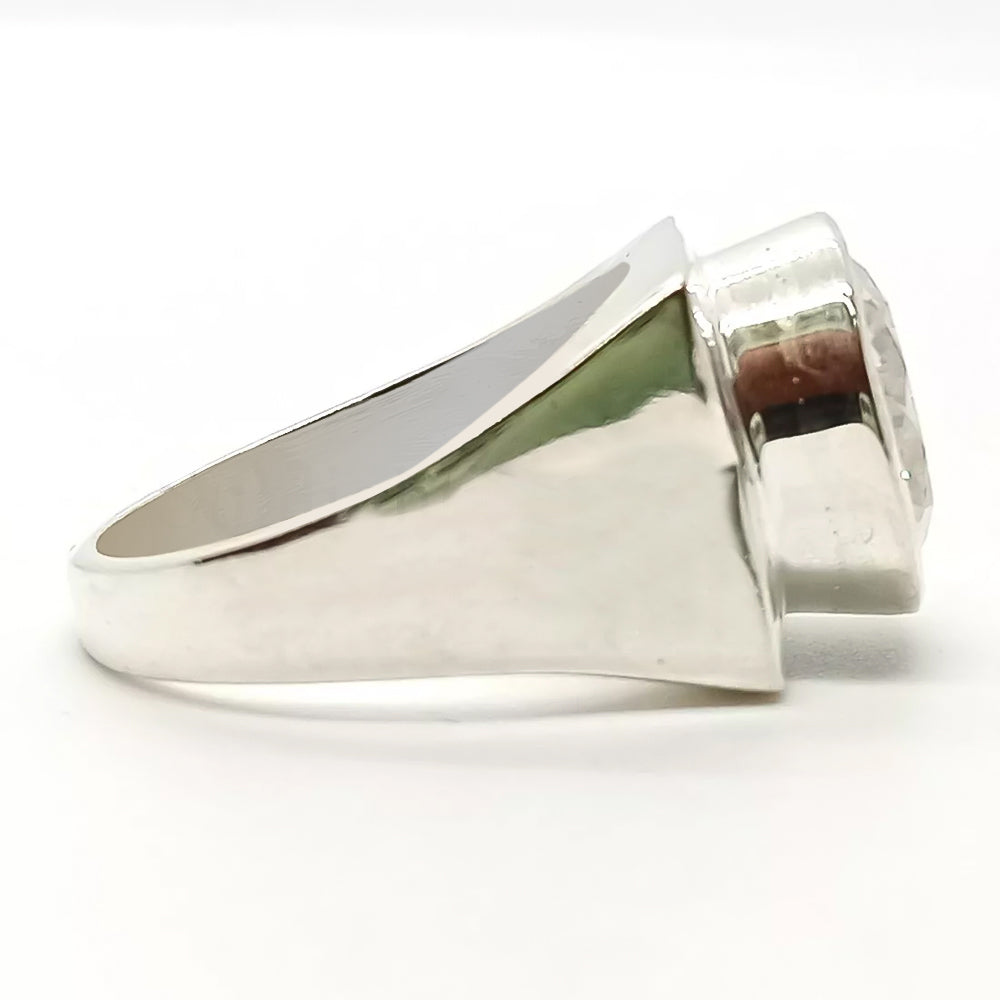5.50 Ct Certified Round Cut White Moissanite Solitaire Men's Ring-Gold Vermeil